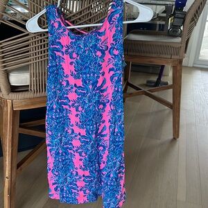 Lilly Pulitzer pink Amos blue dress with cross cross back